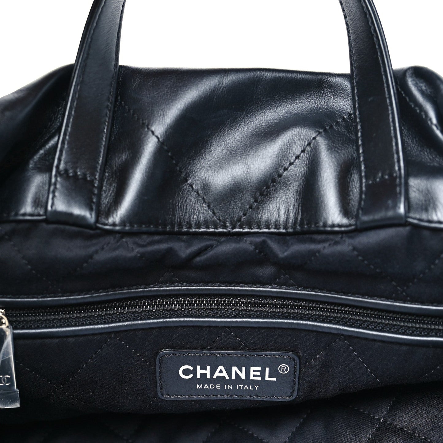Shiny Calfskin Quilted Chanel 22 Backpack So Black