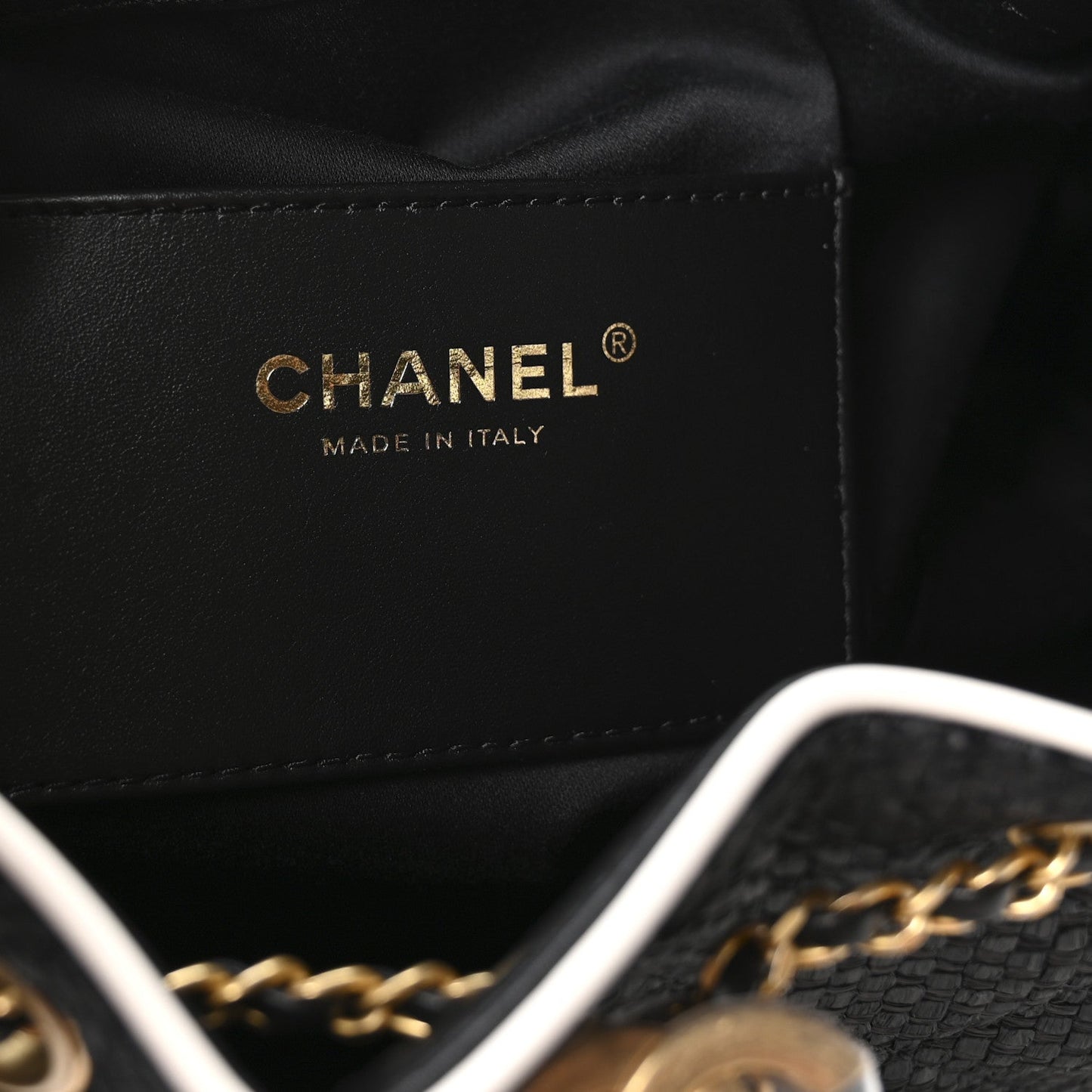 Braided Raffia Calfskin Small Chanel 25 Handbag Black White