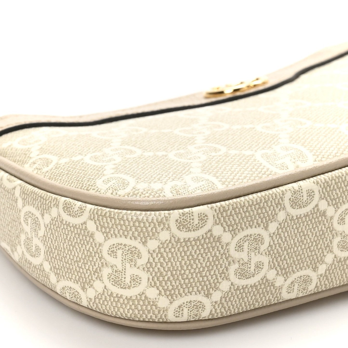GG Supreme Monogram Textured Dollar Calfskin Web Mini Ophidia GG Handbag Beige Mystic White Oatmeal