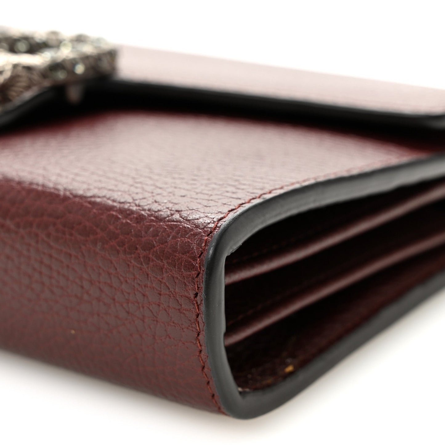 Dollar Calfskin Crystal Mini Dionysus Chain Wallet Vintage Bordeaux