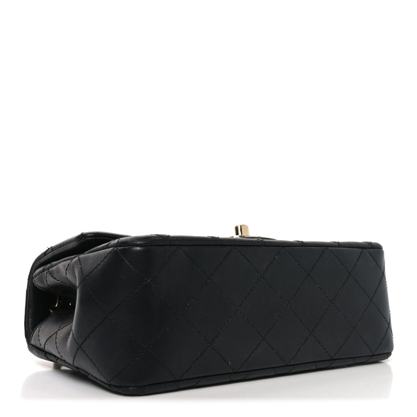 Lambskin Quilted Mini Rectangular Flap Black