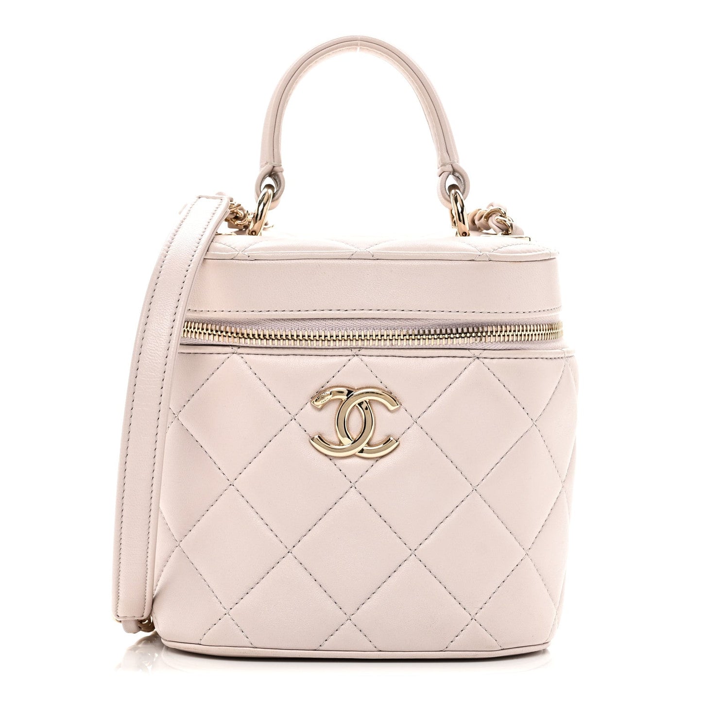 Lambskin Quilted Trendy Vanity Case Lilac