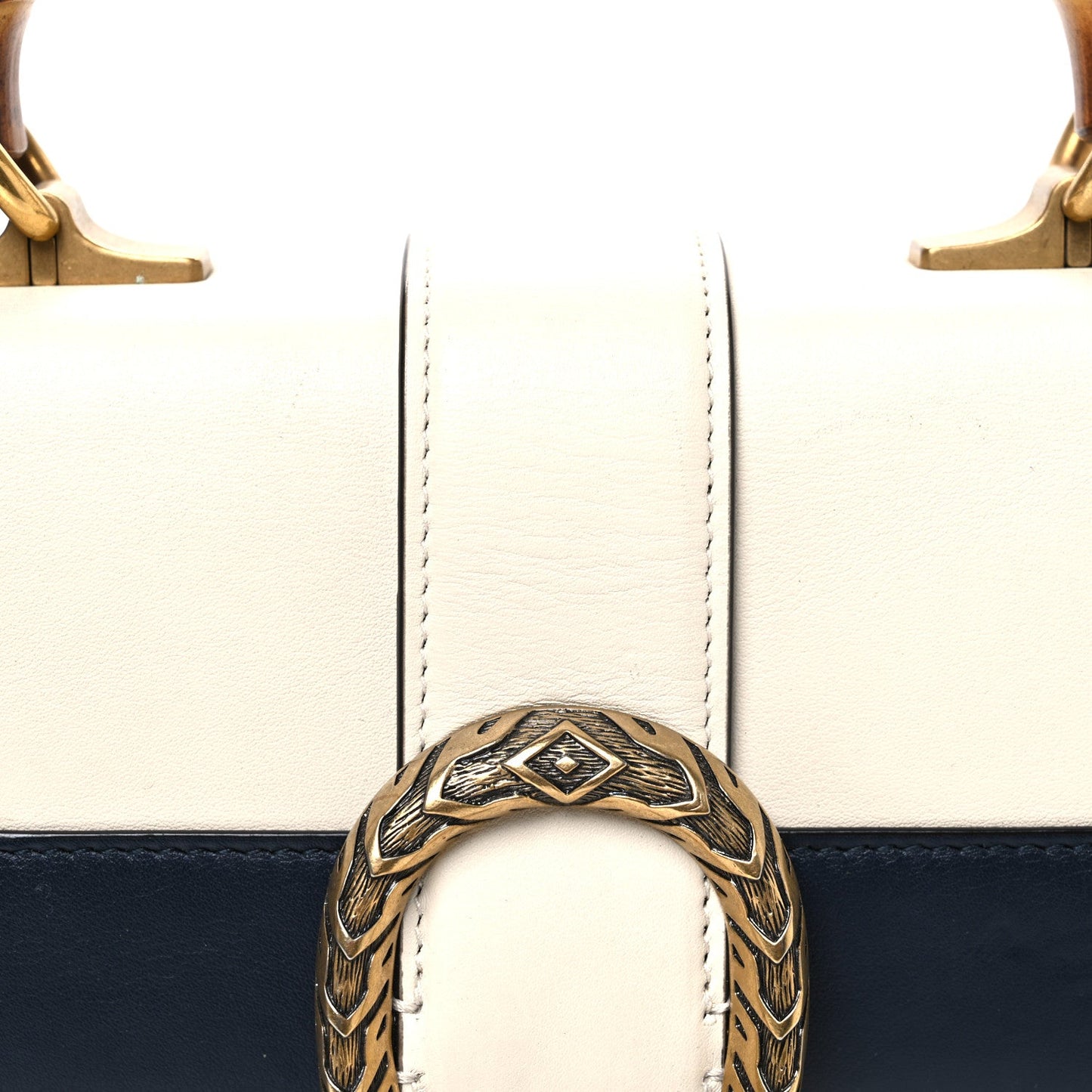 Calfskin Bamboo Web Medium Dionysus Top Handle Bag White Blue Hibiscus Red