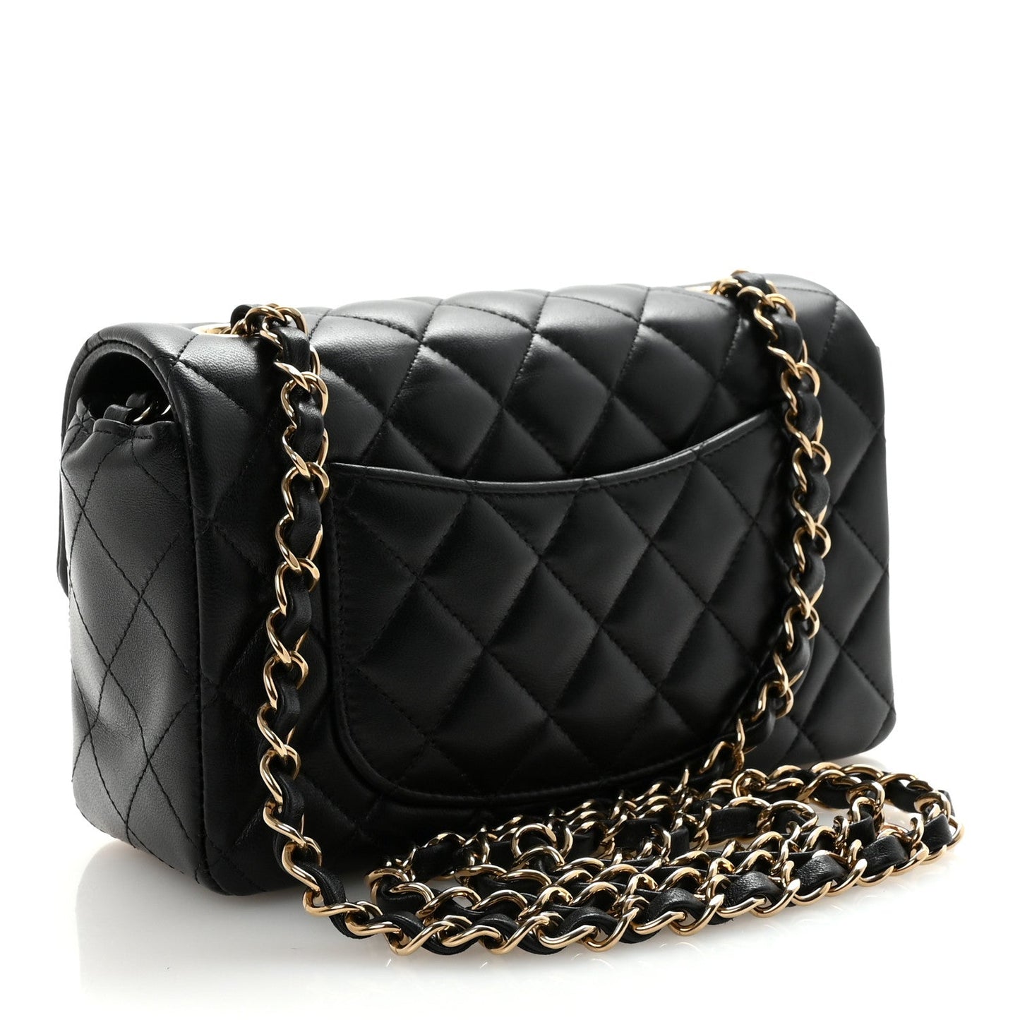 Lambskin Quilted Mini Rectangular Flap Black