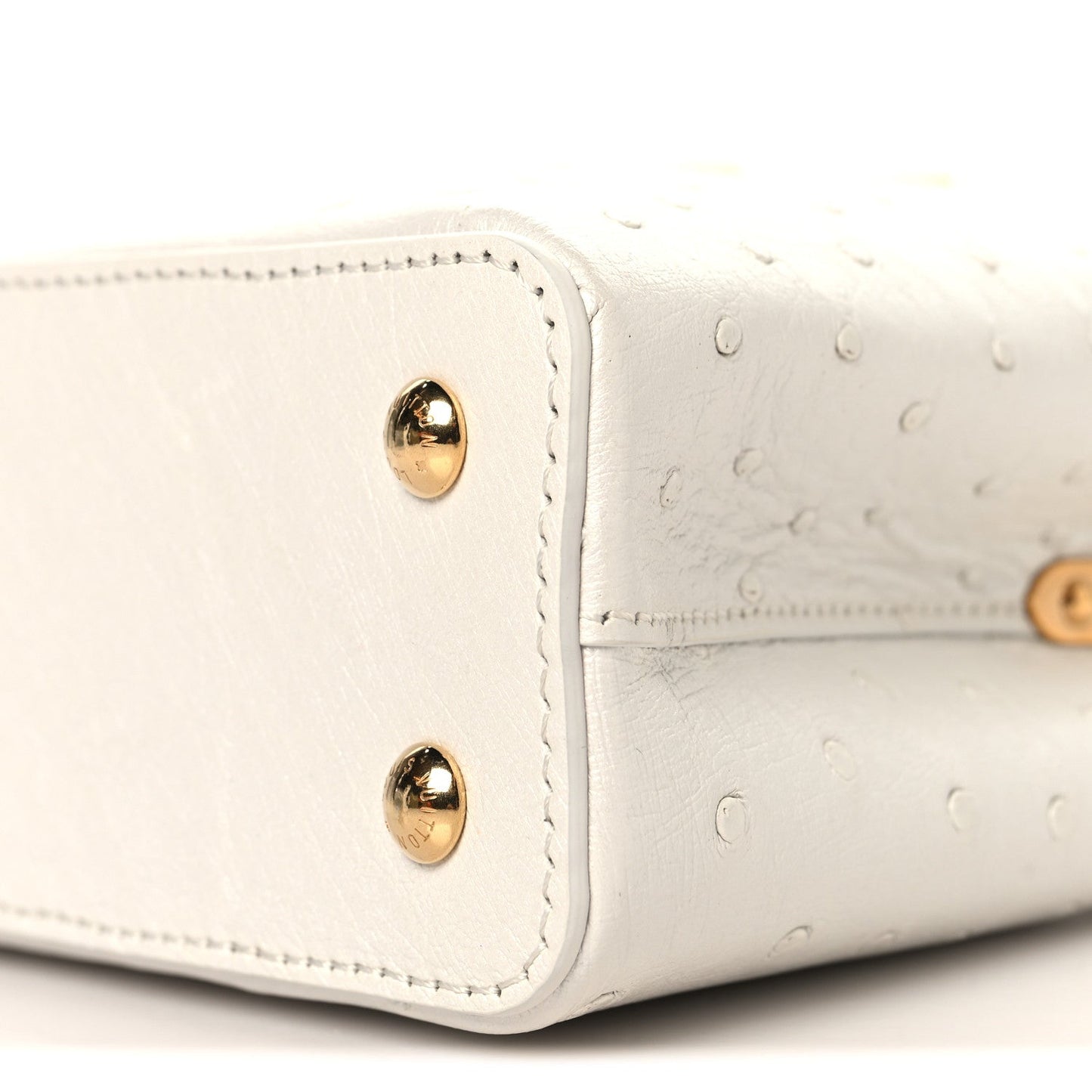 Iridescent Ostrich Capucines Mini White Gold