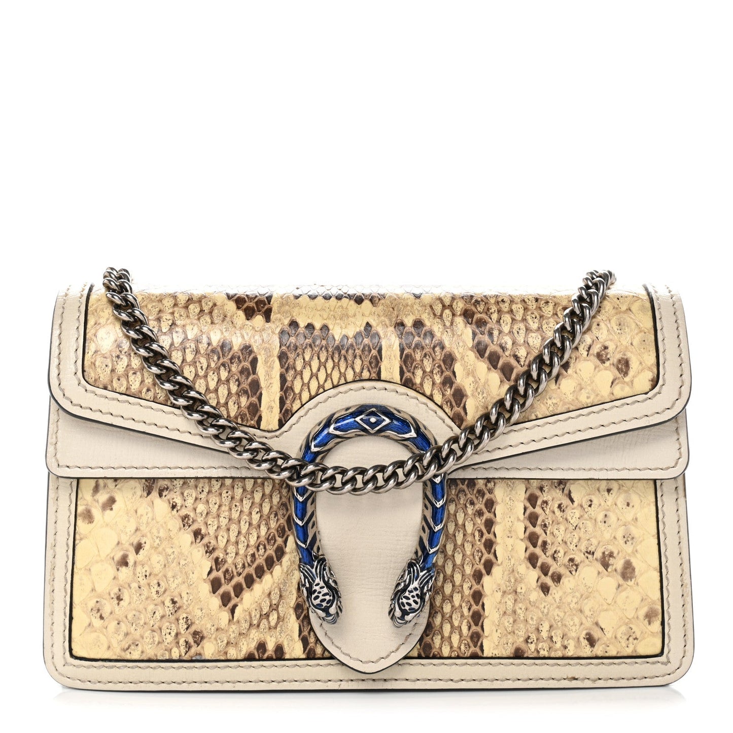 Snakeskin Azalea Calfskin Enamel Super Mini Dionysus Shoulder Bag New Rock White Electric Blue
