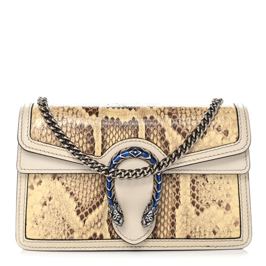 Snakeskin Azalea Calfskin Enamel Super Mini Dionysus Shoulder Bag New Rock White Electric Blue
