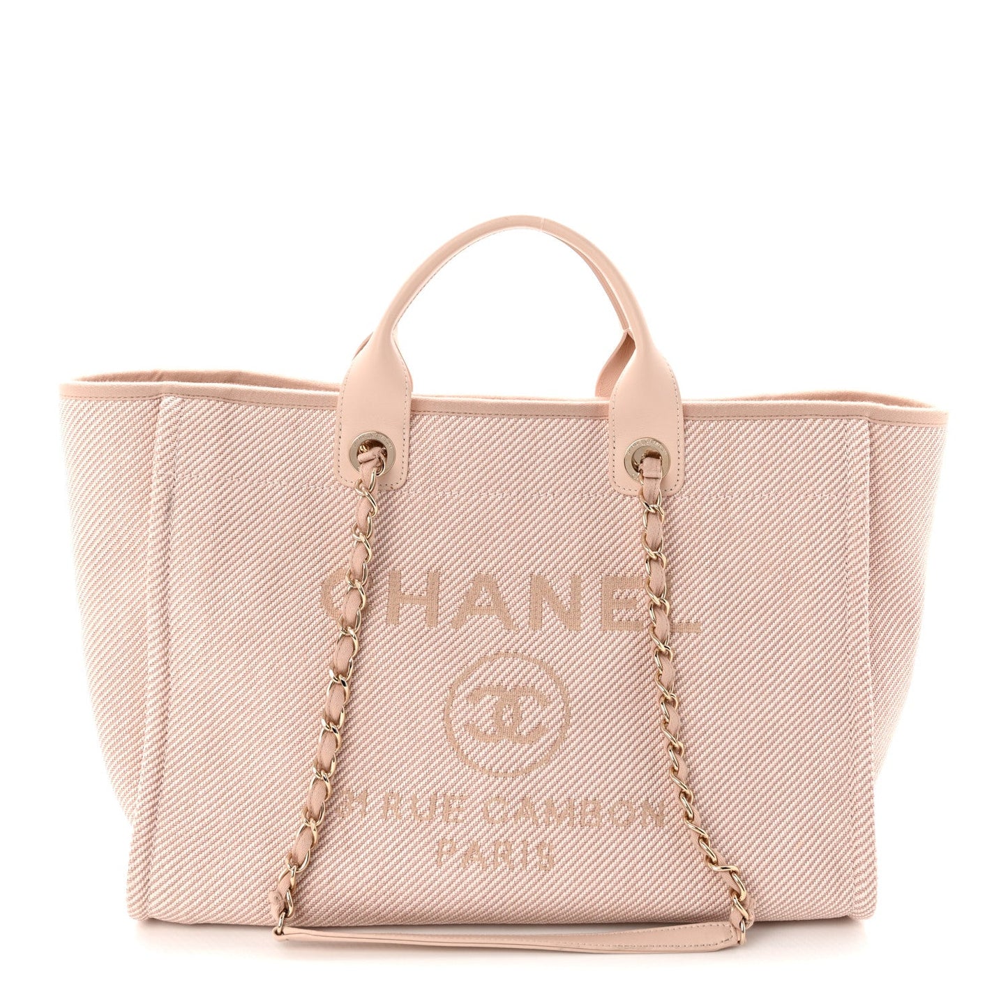 Mixed Fibers Calfskin Medium Deauville Tote Beige