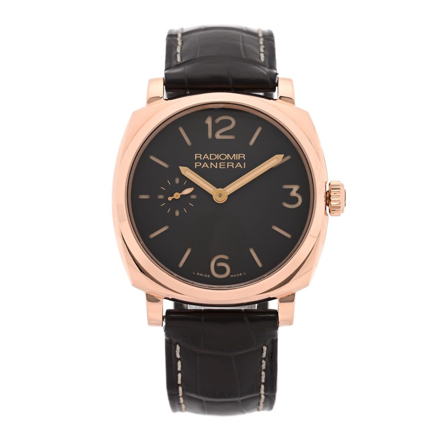 18K Rose Gold Alligator 42mm Radiomir 1940 ORO Rosso Manual Winding Watch Brown PAM00513