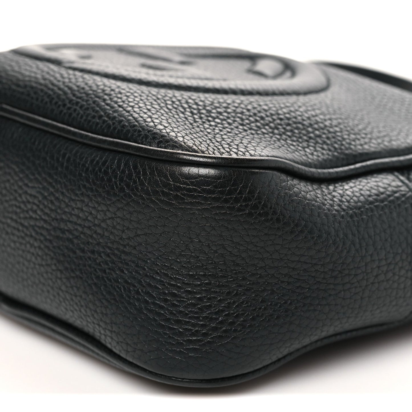 Pebbled Calfskin Small Soho Disco Bag Black