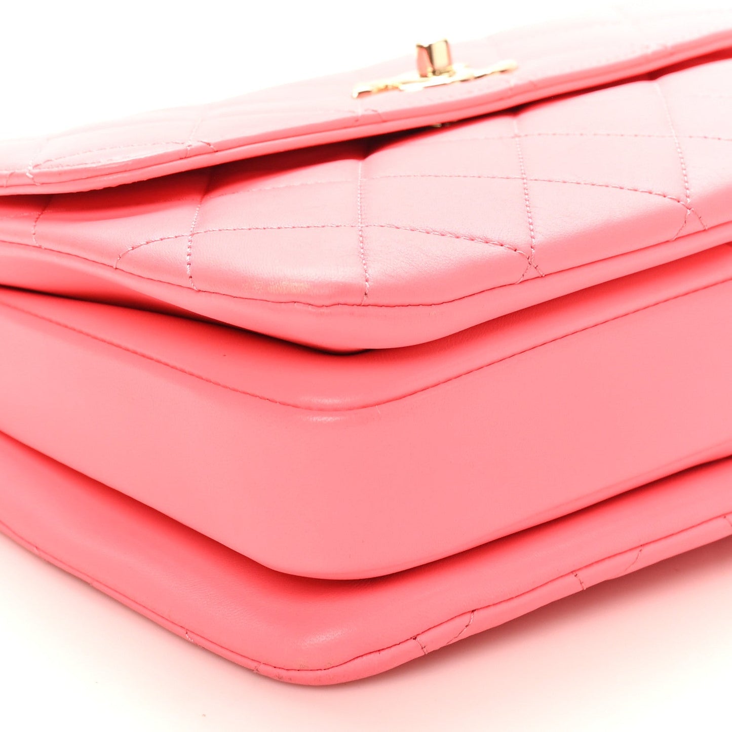 Lambskin Lacquered Quilted Mini Trendy CC Dual Handle Flap Bag Coral Pink