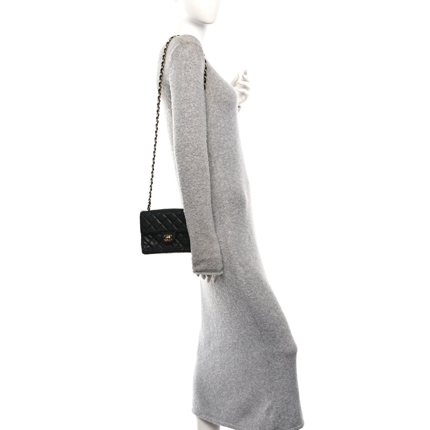 Caviar Quilted Mini Square Flap Black
