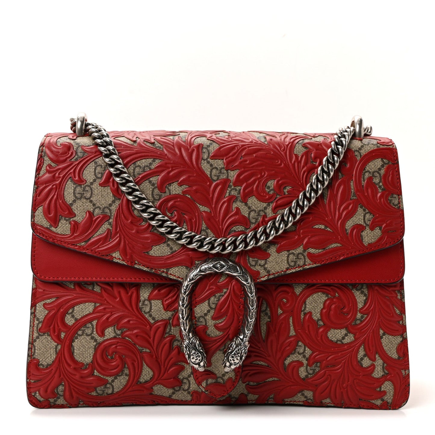 GG Supreme Monogram Arabesque Medium Dionysus Shoulder Bag Hibiscus Red