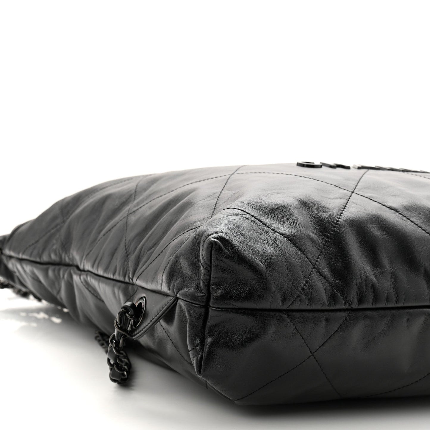 Shiny Calfskin Quilted Chanel 22 Backpack So Black
