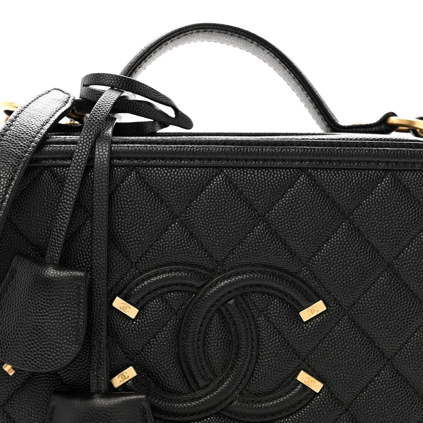 Caviar Quilted Medium CC Filigree Vanity Case Black