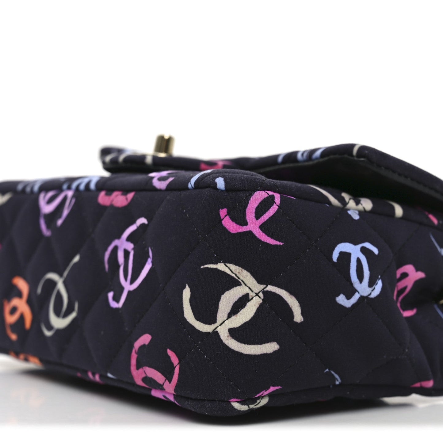 Printed Fabric Quilted Mini Rectangular Flap Black Pink Blue Yellow Orange