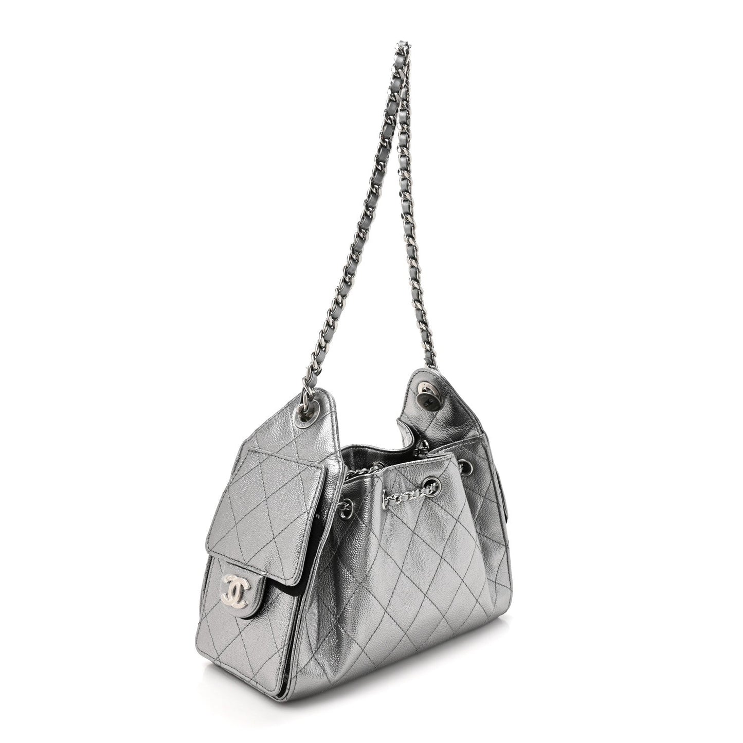 Metallic Caviar Quilted Mini Chanel 25 Handbag Anthracite