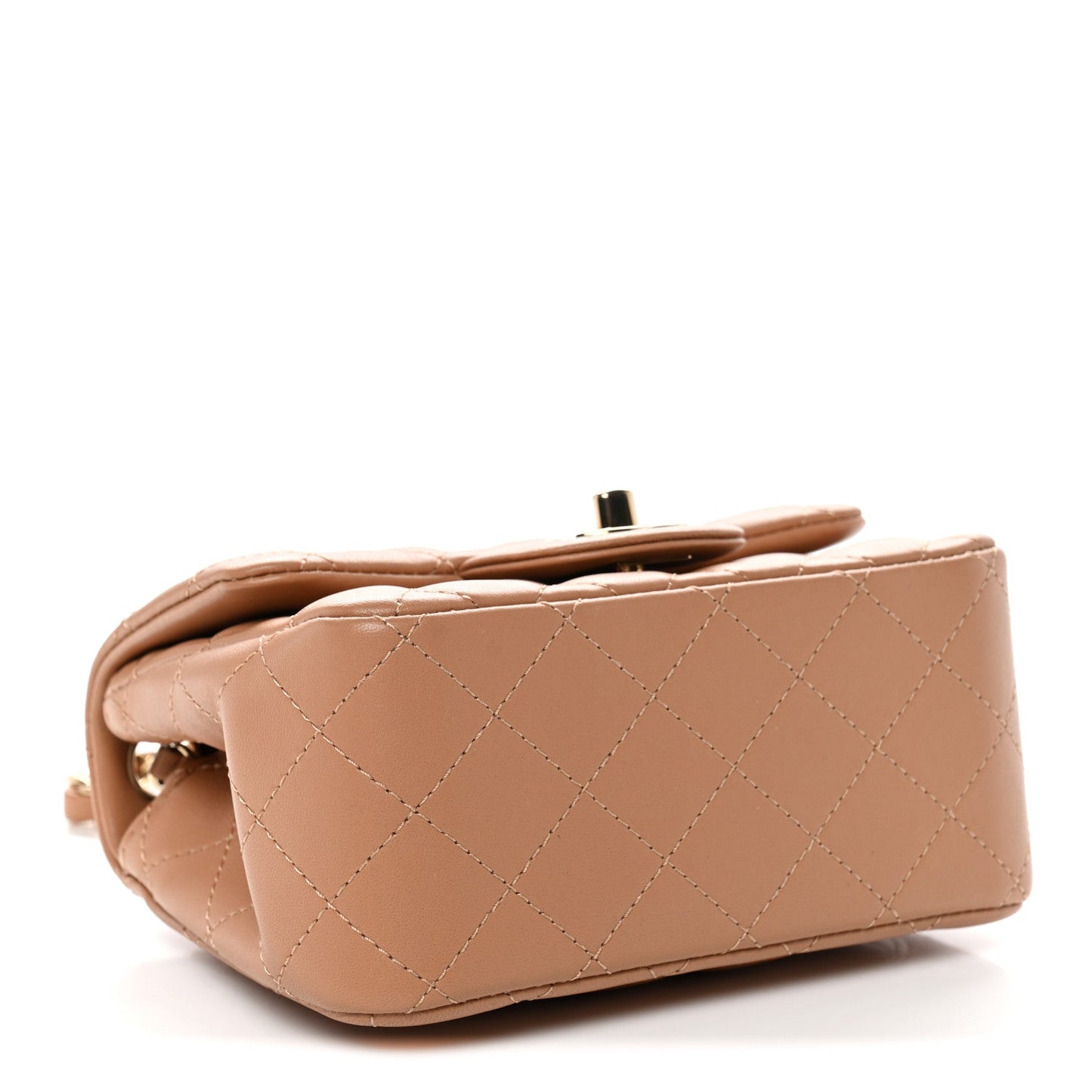 Lambskin Quilted Mini Square Flap Brown