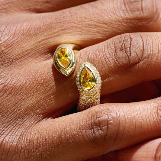 Double Pear Canary Ring in Yellow Gold Vermeil