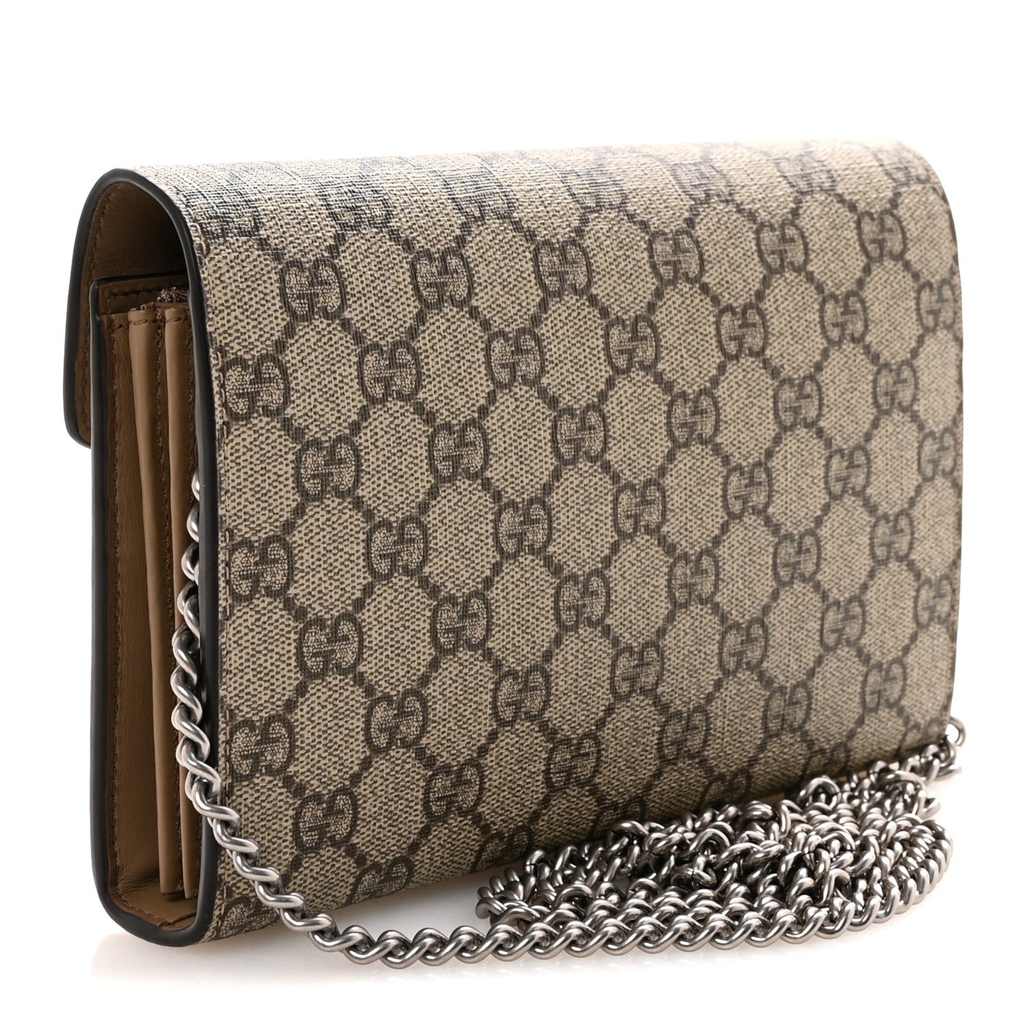 GG Supreme Monogram Mini Dionysus Chain Wallet Beige Taupe