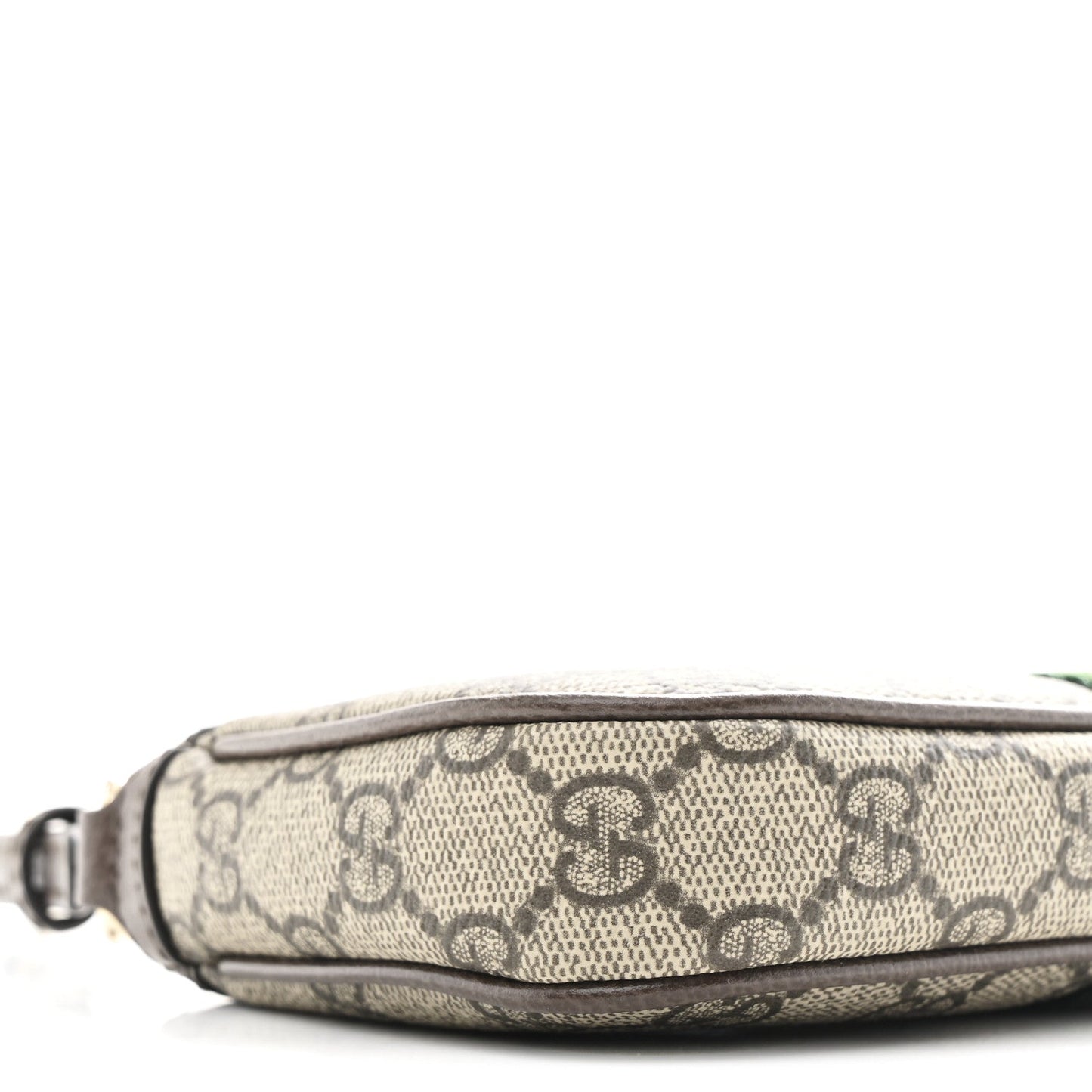 GG Supreme Monogram Textured Dollar Calfskin Web Mini Ophidia Shoulder Bag Beige Ebony New Acero