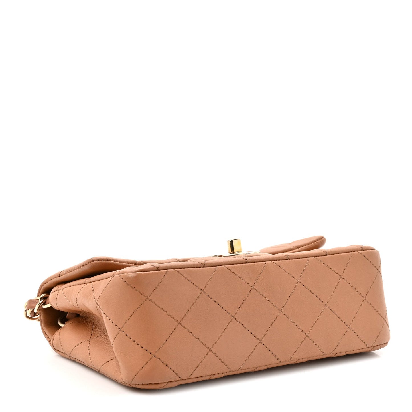 Lambskin Quilted Mini Rectangular Flap Brown