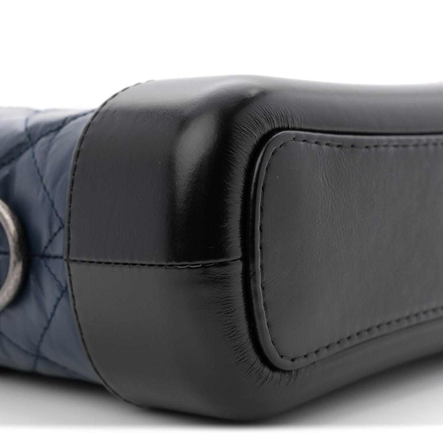 Aged Calfskin Quilted Small Gabrielle Hobo Navy Black