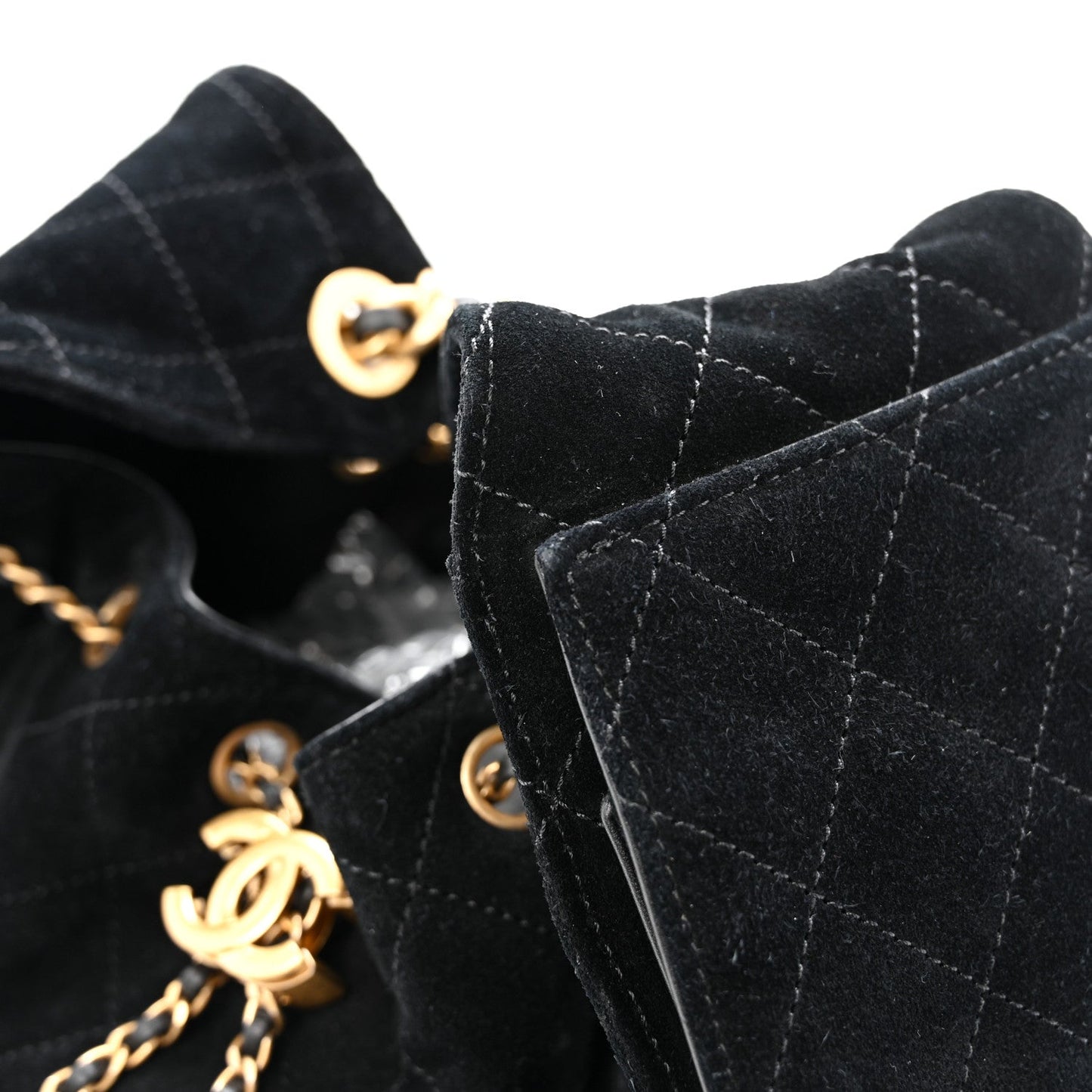 Suede Quilted Small Chanel 25 Handbag Black