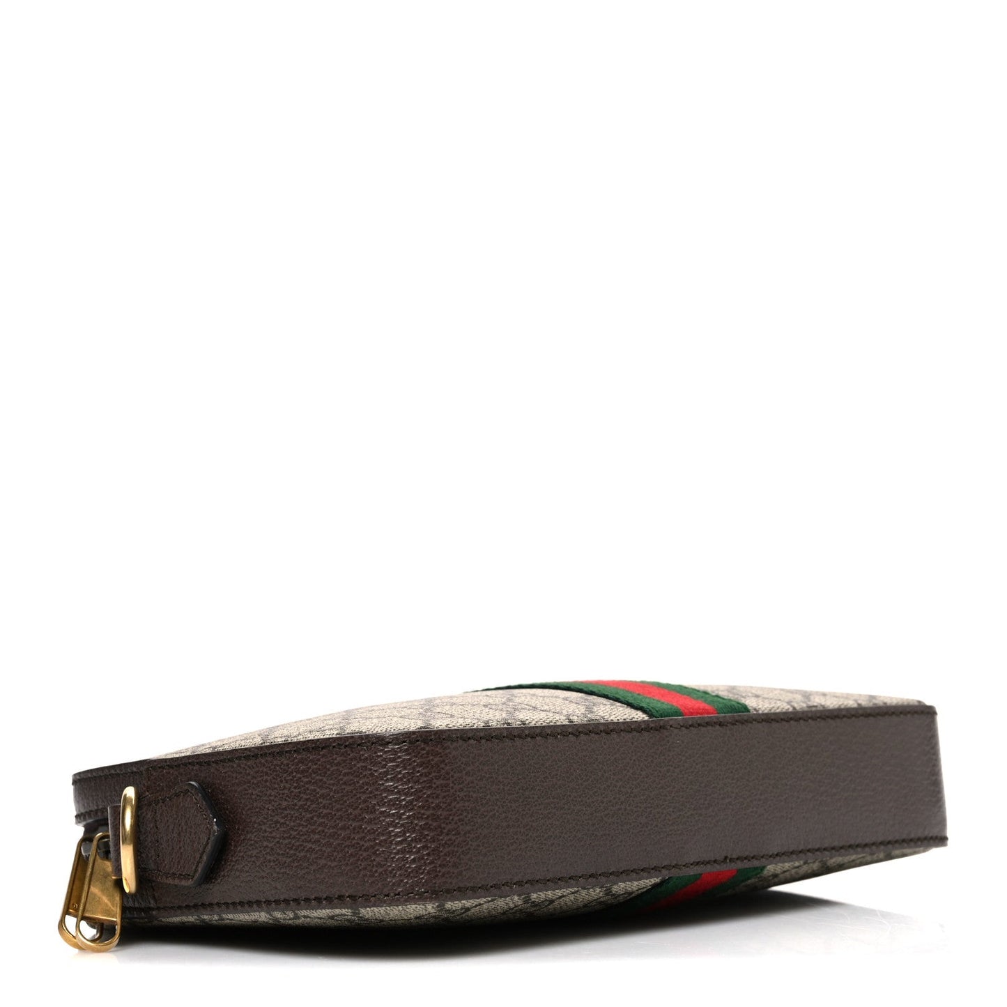 GG Supreme Monogram Textured Dollar Calfskin Web Ophidia Wristlet Shoulder Bag Beige Ebony New Acero
