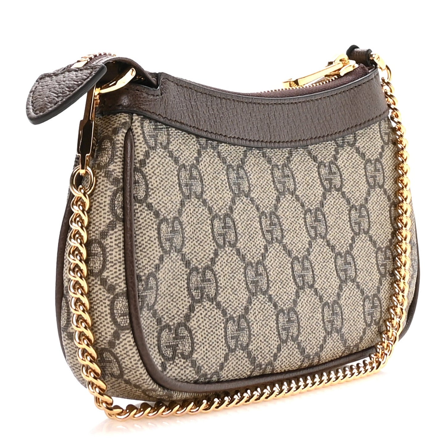 GG Supreme Monogram Textured Dollar Calfskin Mini Ophidia Chain Bag Beige Ebony