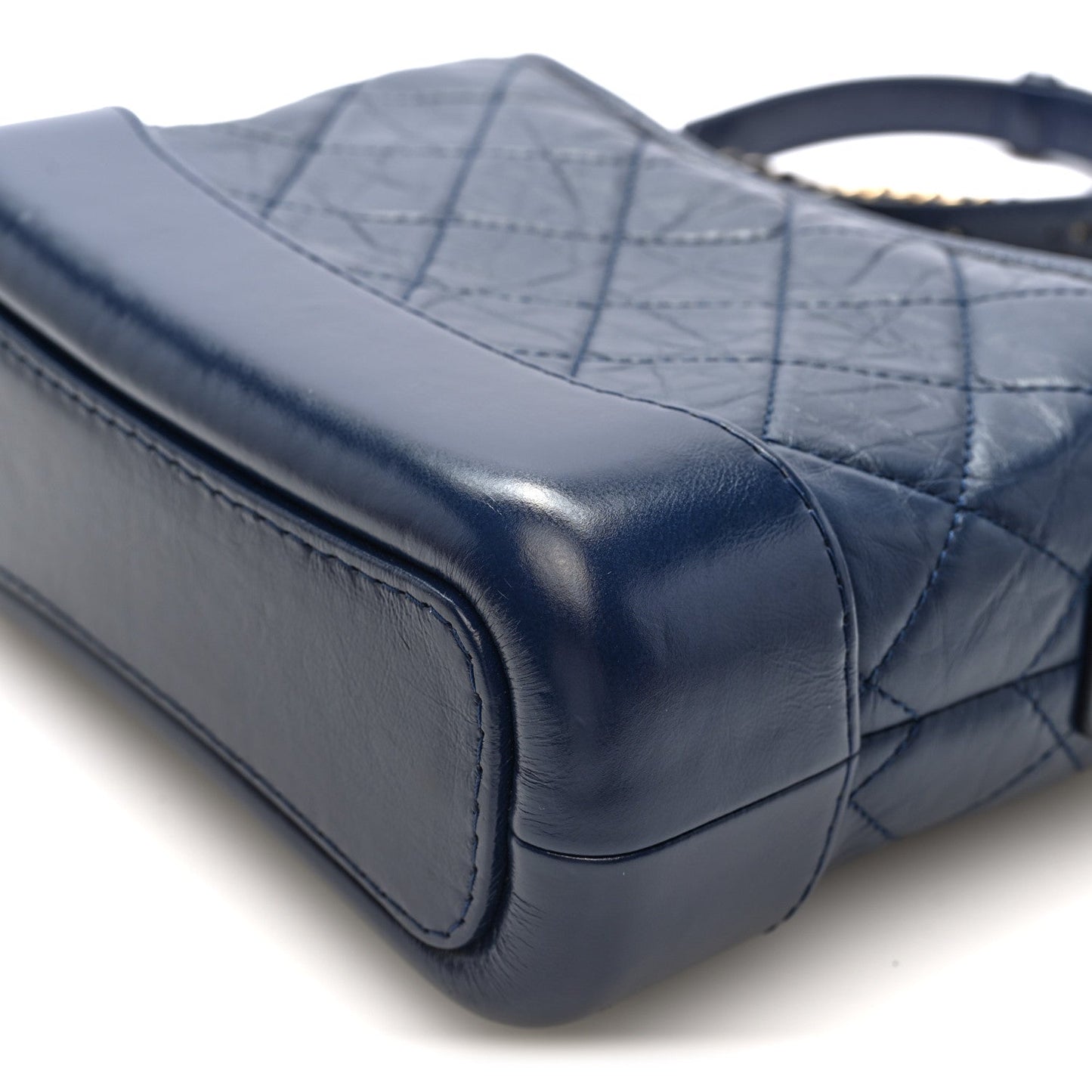 Aged Calfskin Quilted Small Gabrielle Hobo Navy