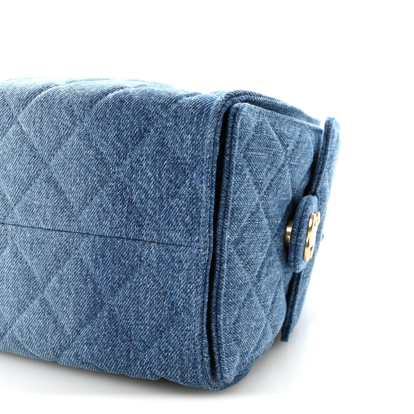 Washed Denim Quilted Small Chanel 25 Handbag Blue