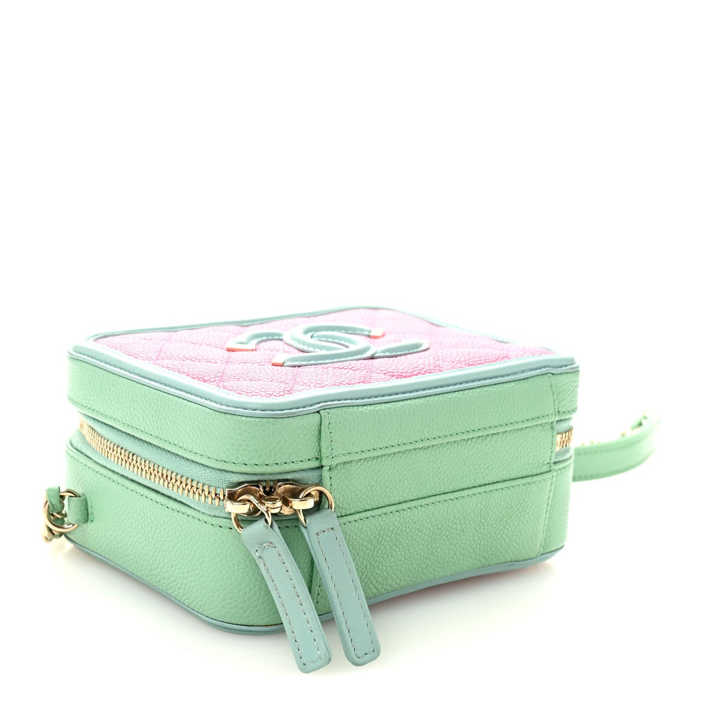 Caviar Quilted Small CC Filigree Vanity Case Pink Green Blue
