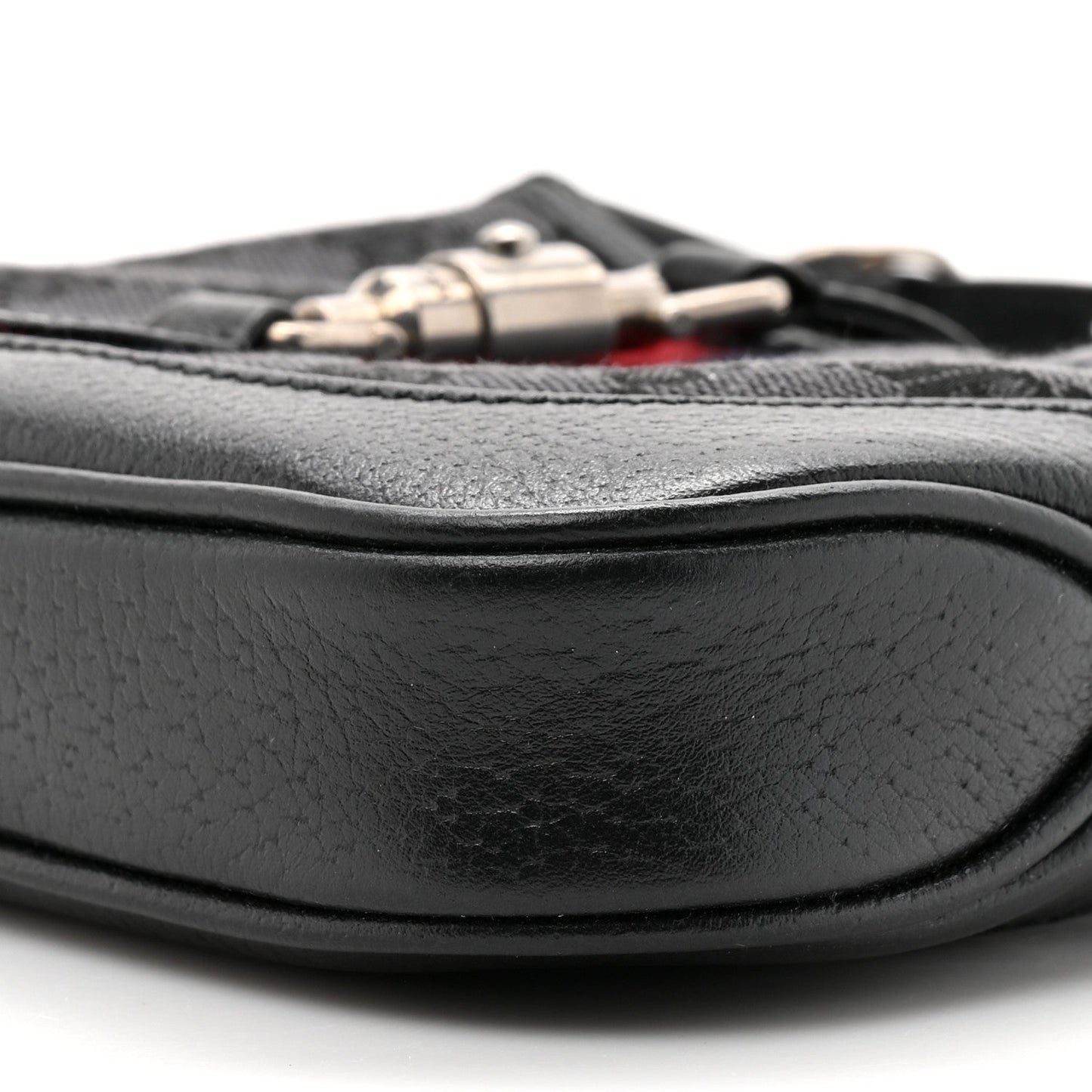 X BALENCIAGA BB Monogram Calfskin Web Mini Jackie 1961 Hobo Black