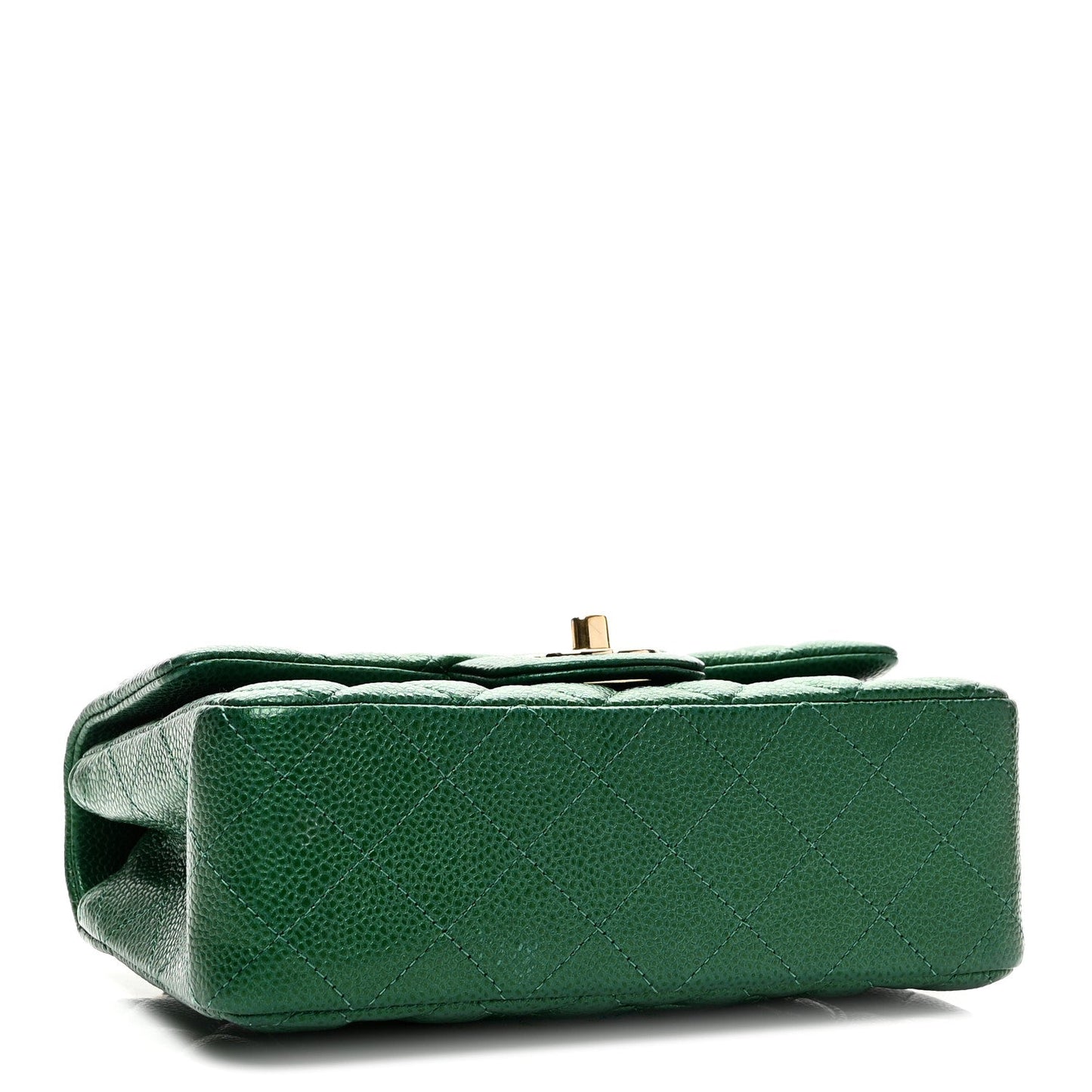 Metallic Caviar Quilted Mini Rectangular Flap Green