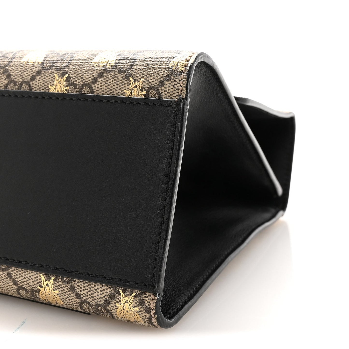 GG Supreme Monogram Bees Medium Padlock Shoulder Bag Beige Oro Black