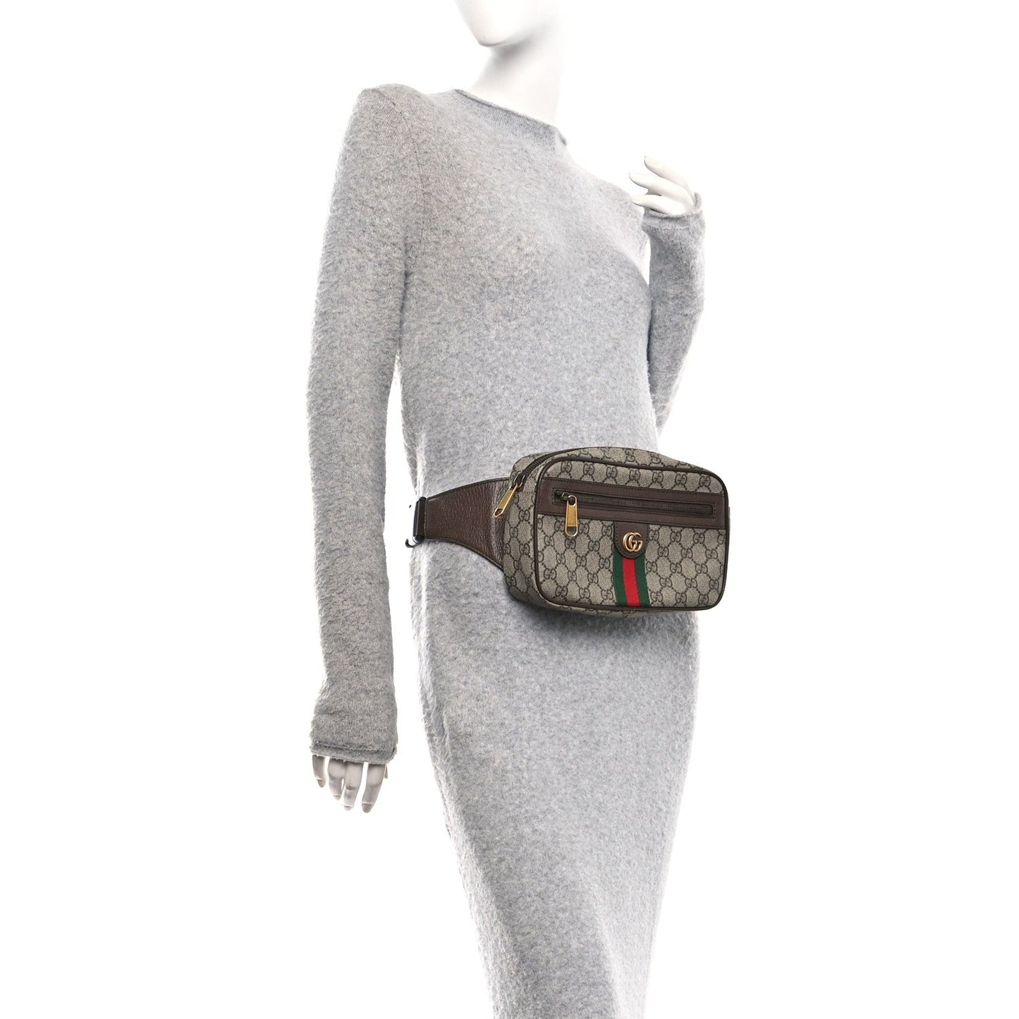 Soft GG Supreme Monogram Medium Ophidia Belt Bag Dark Brown