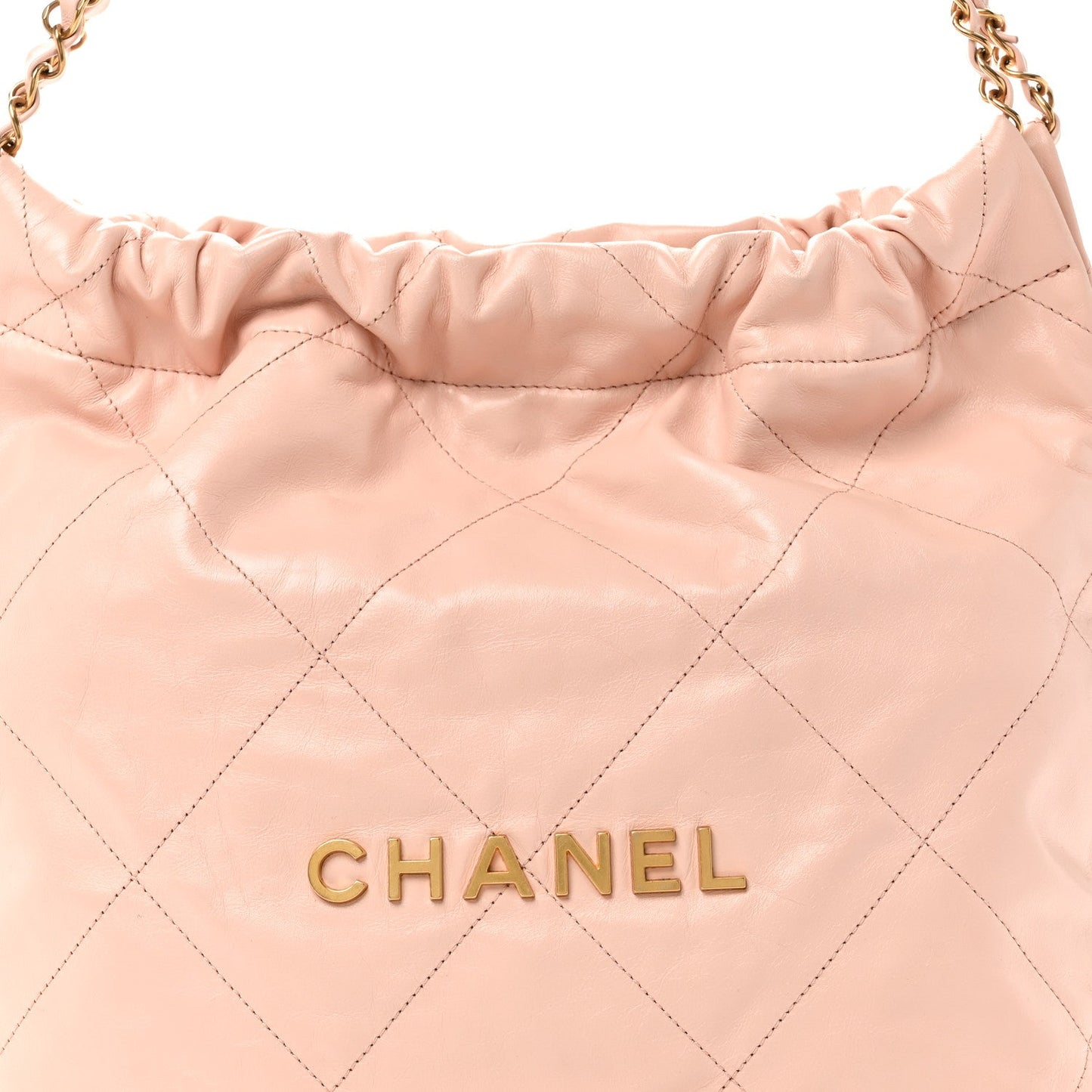 Shiny Calfskin Quilted Small Chanel 22 Light Pink