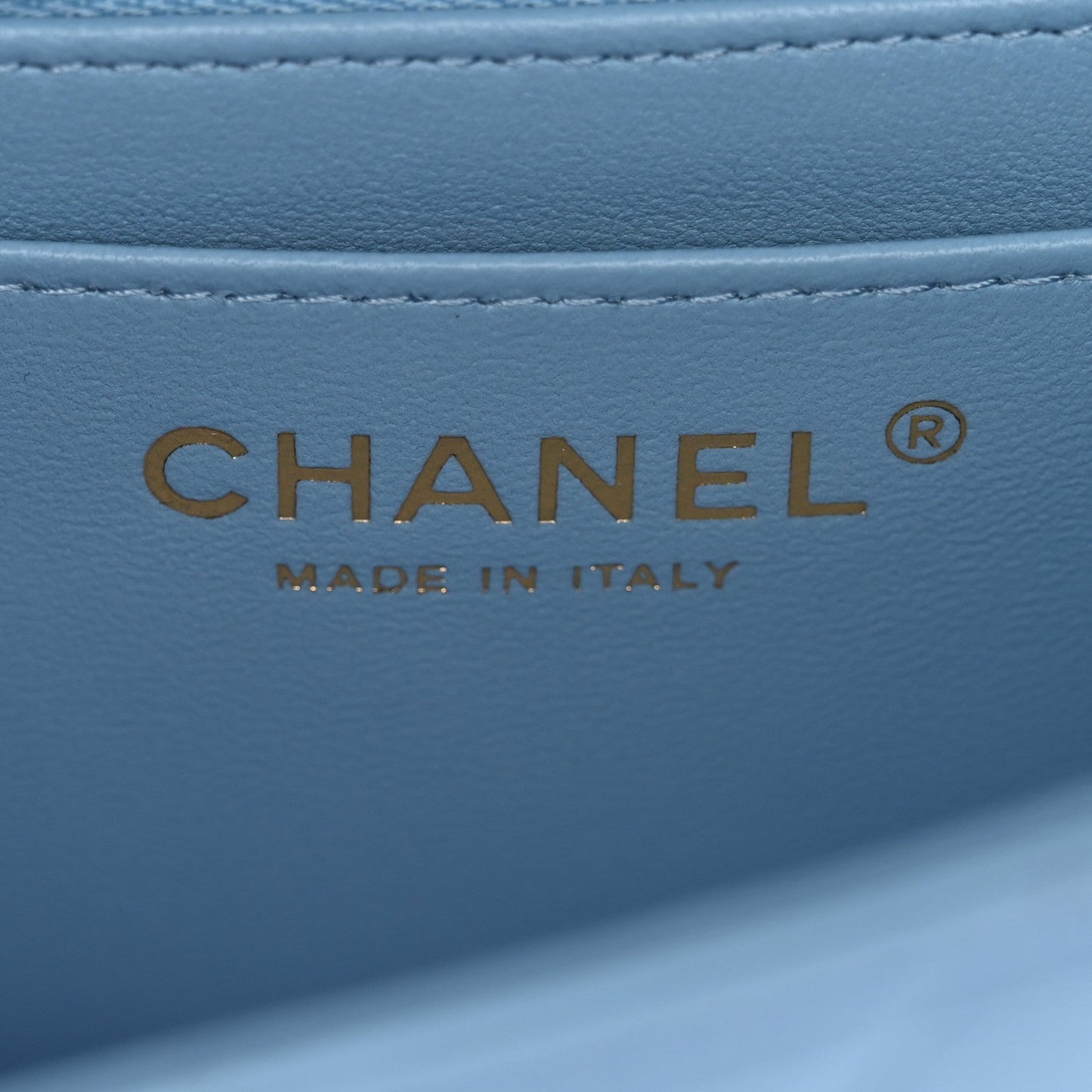 Lambskin Quilted Mini Rectangular Flap Light Blue