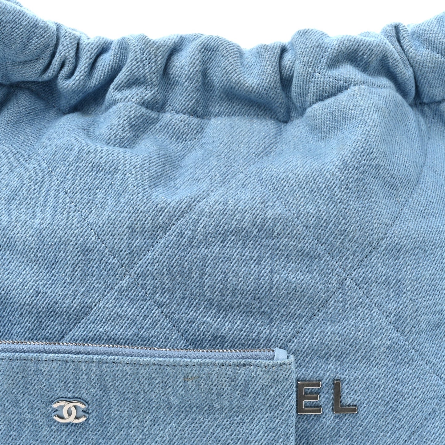 Denim Quilted Chanel 22 Light Blue