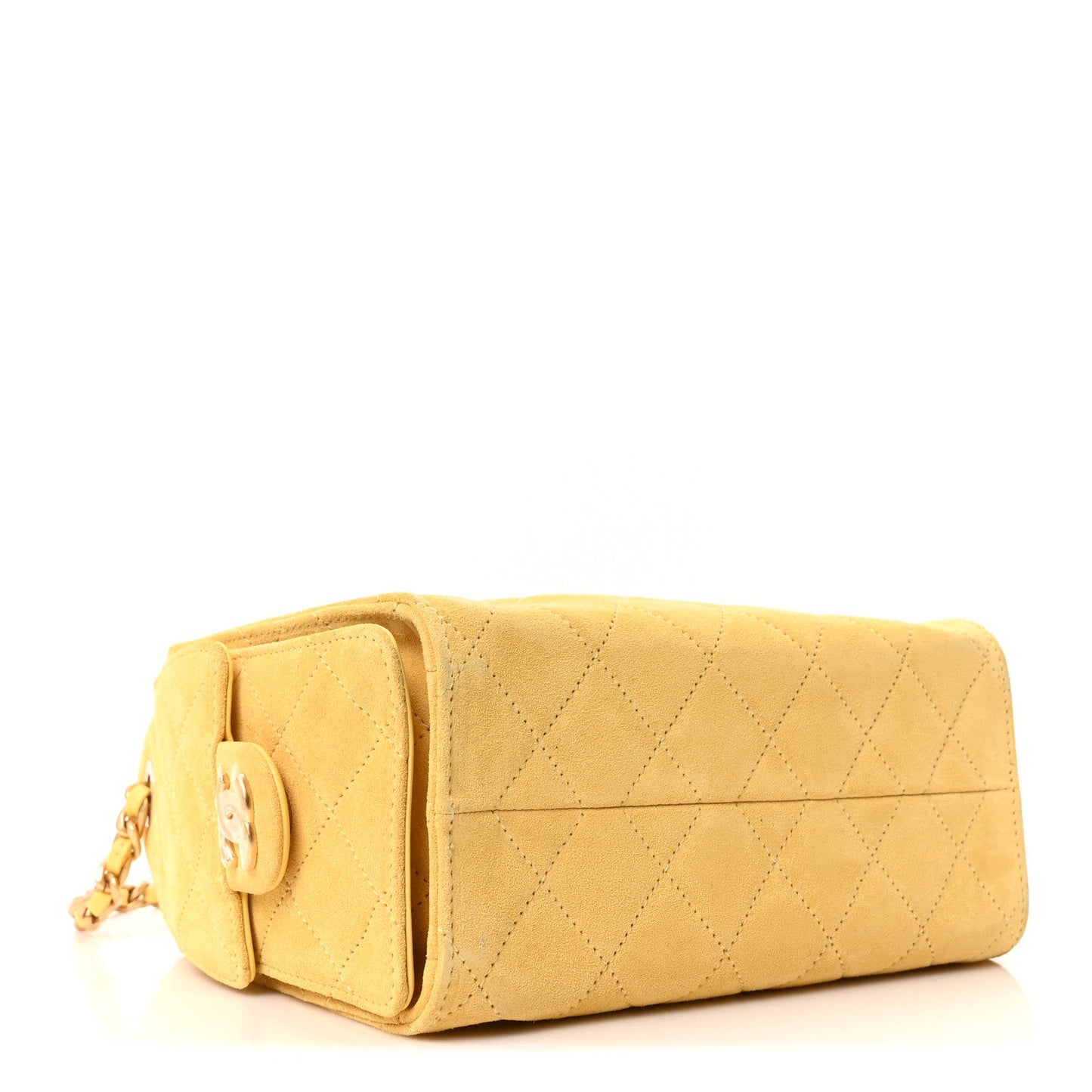 Suede Quilted Mini Chanel 25 Handbag Yellow