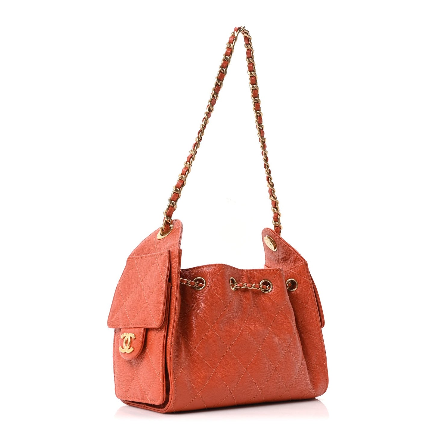 Caviar Quilted Mini Chanel 25 Handbag Dark Orange