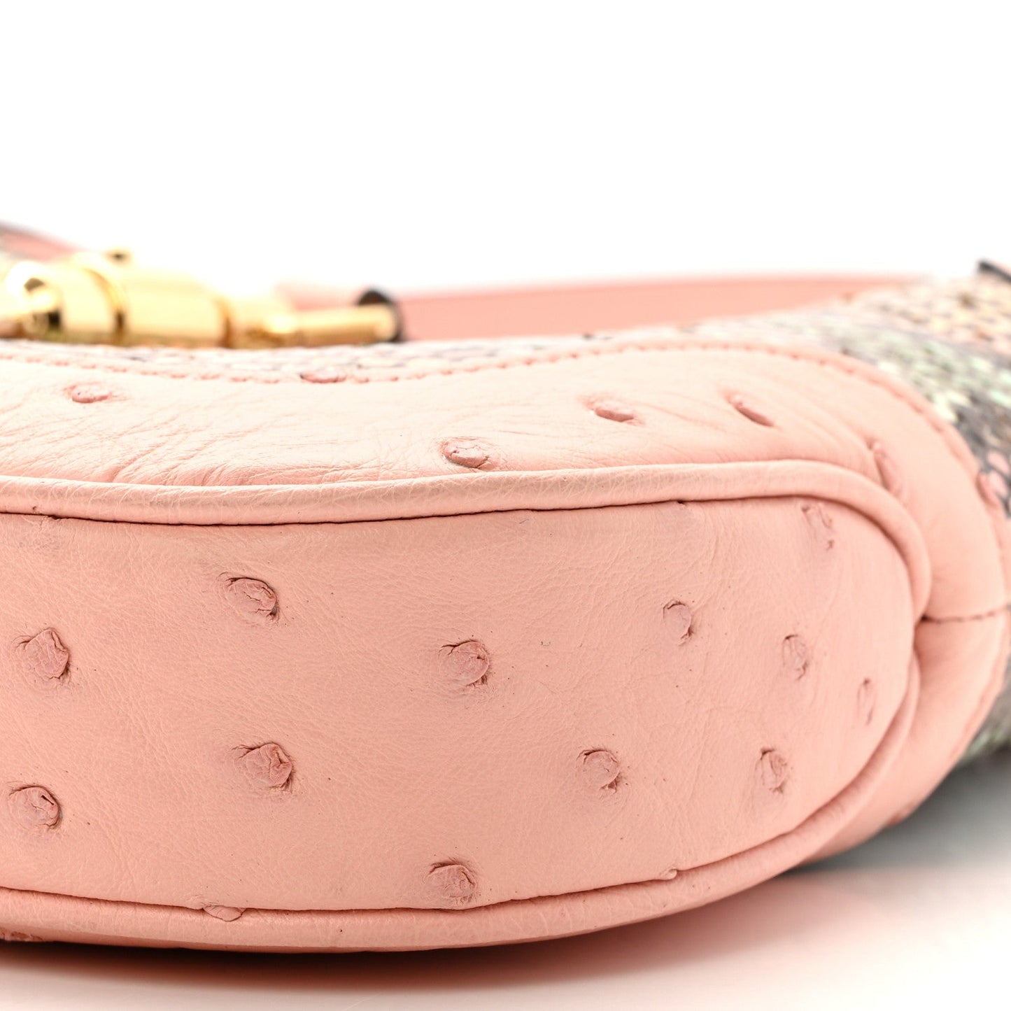 Snakeskin Ostrich Calfskin Small Jackie 1961 Hobo Pink Multicolor