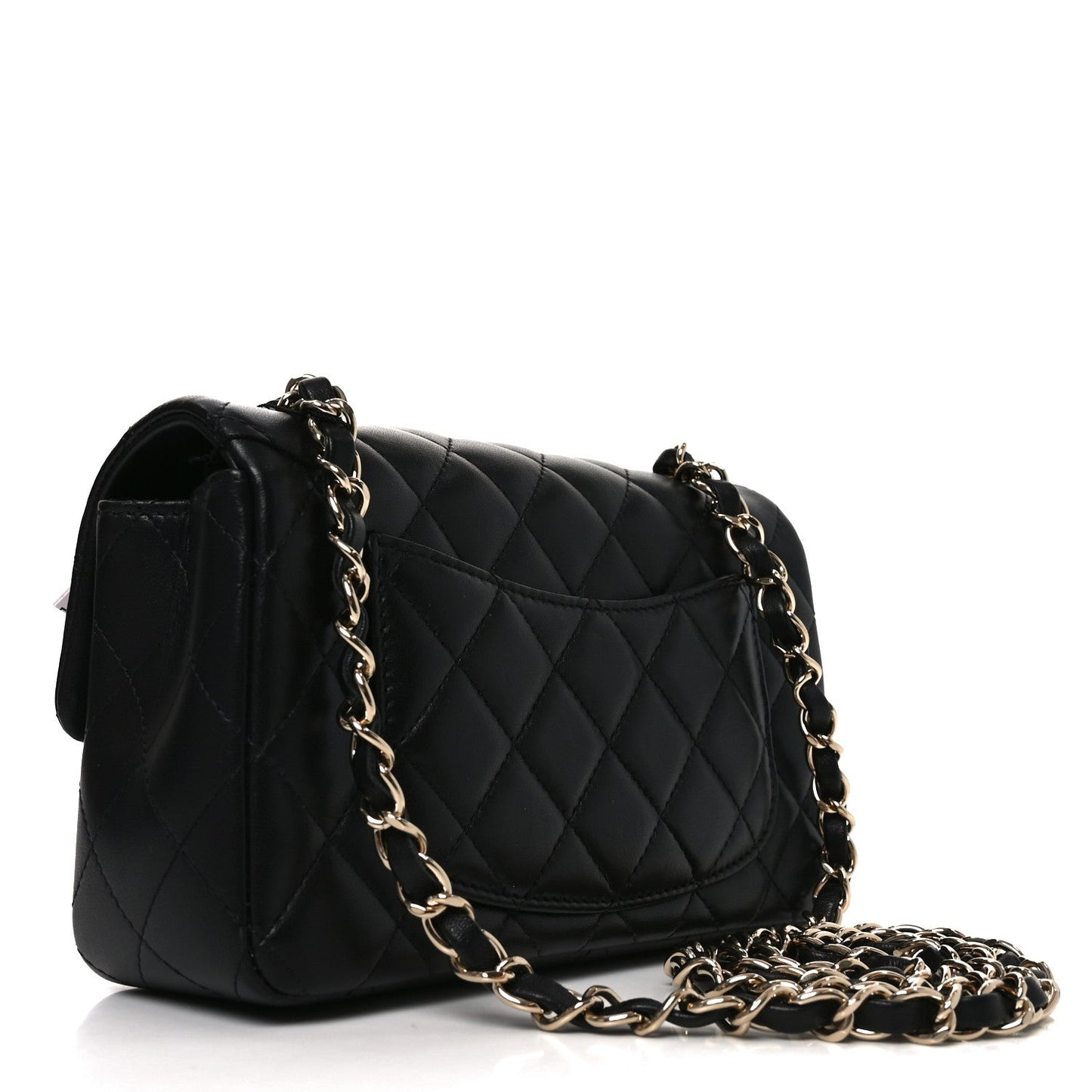 Lambskin Quilted Mini Rectangular Flap Black
