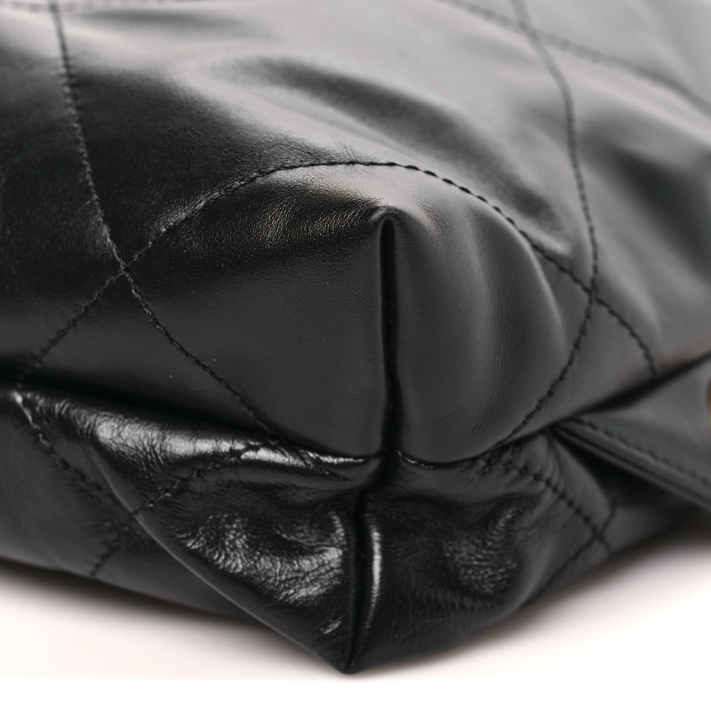 Shiny Calfskin Quilted Chanel 22 Backpack Black