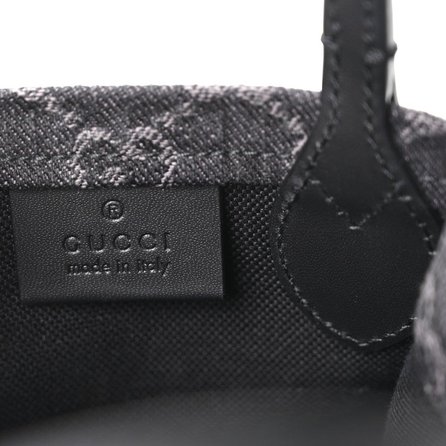 Denim GG Monogram Dollar Calfskin Mini Ophidia Tote Black Grey