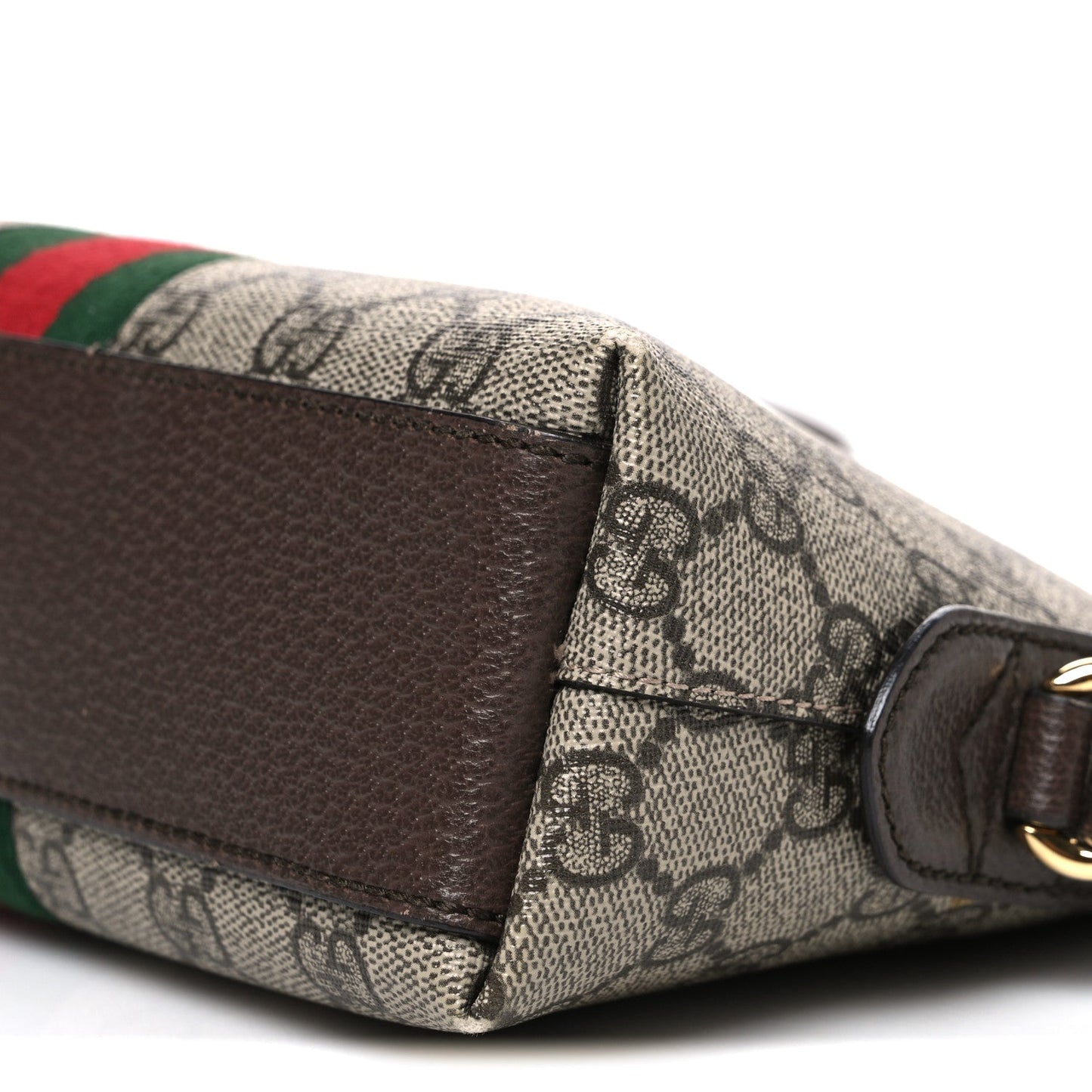 GG Supreme Monogram Textured Dollar Calfskin Web Small Ophidia Dome Shoulder Bag Beige Ebony New Acero