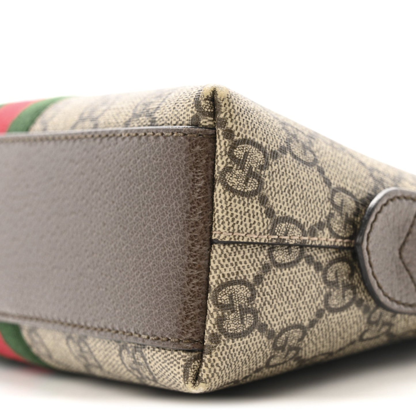 GG Supreme Monogram Textured Dollar Calfskin Web Small Ophidia Dome Shoulder Bag Beige Ebony New Acero
