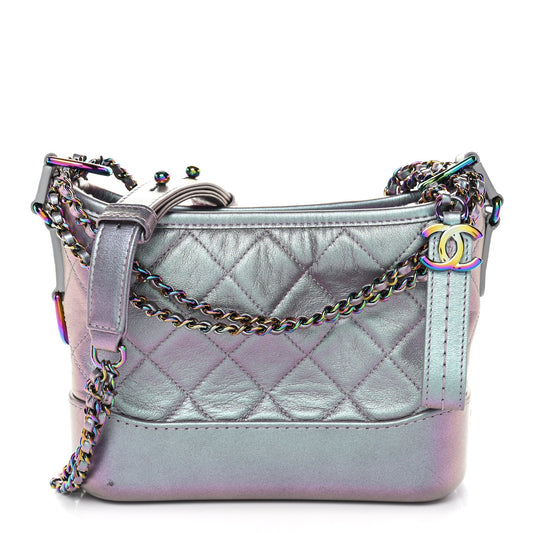 Iridescent Lambskin Calfskin Quilted Small Gabrielle Hobo Light Purple