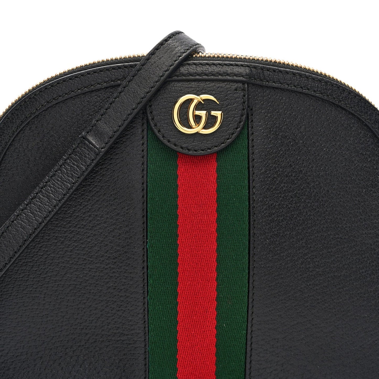 Calfskin GG Web Small Ophidia Dome Shoulder Bag Black